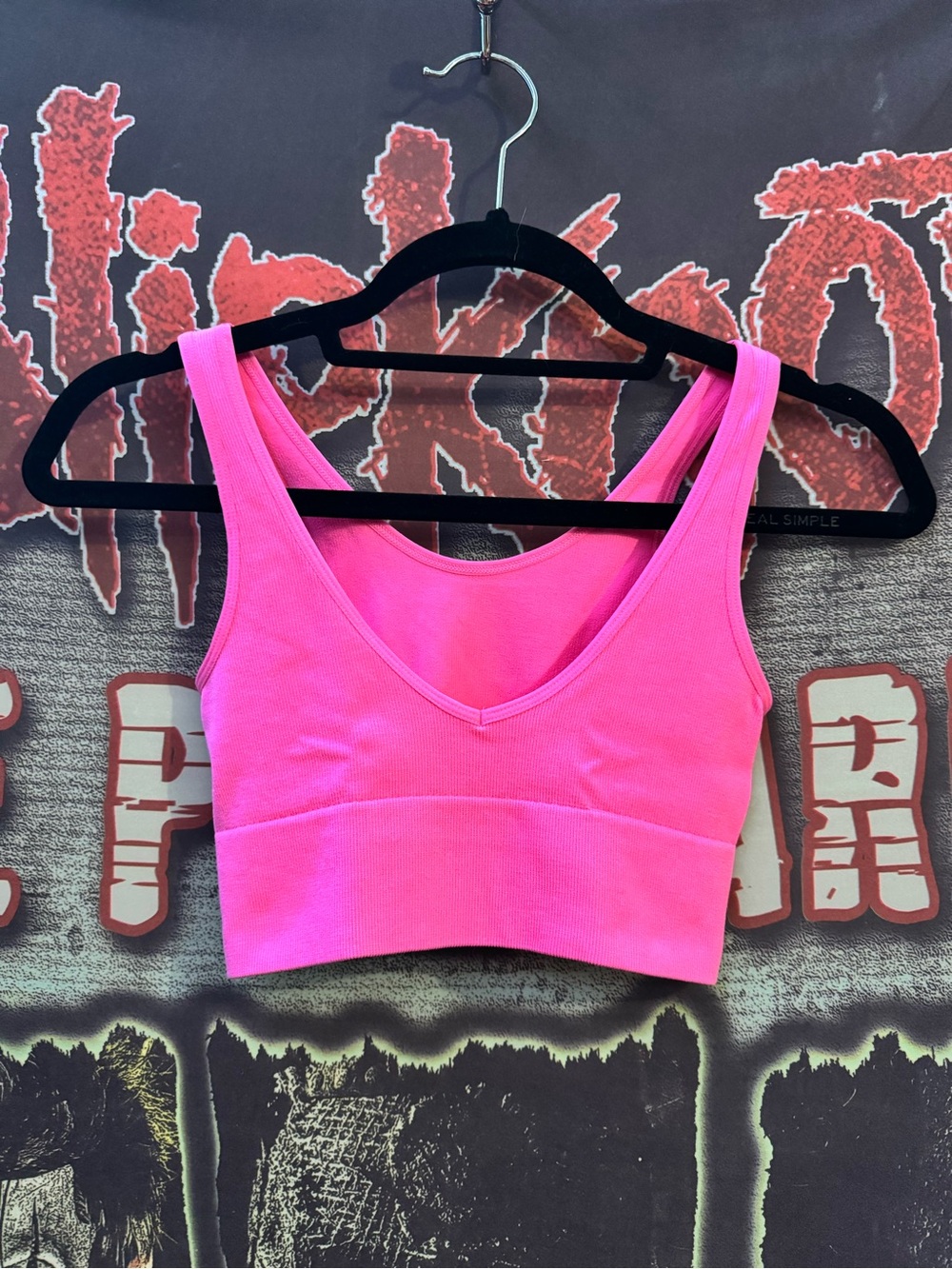 Streetwear Society Hot Pink Ribbed V-
Neck Sports Crop Top